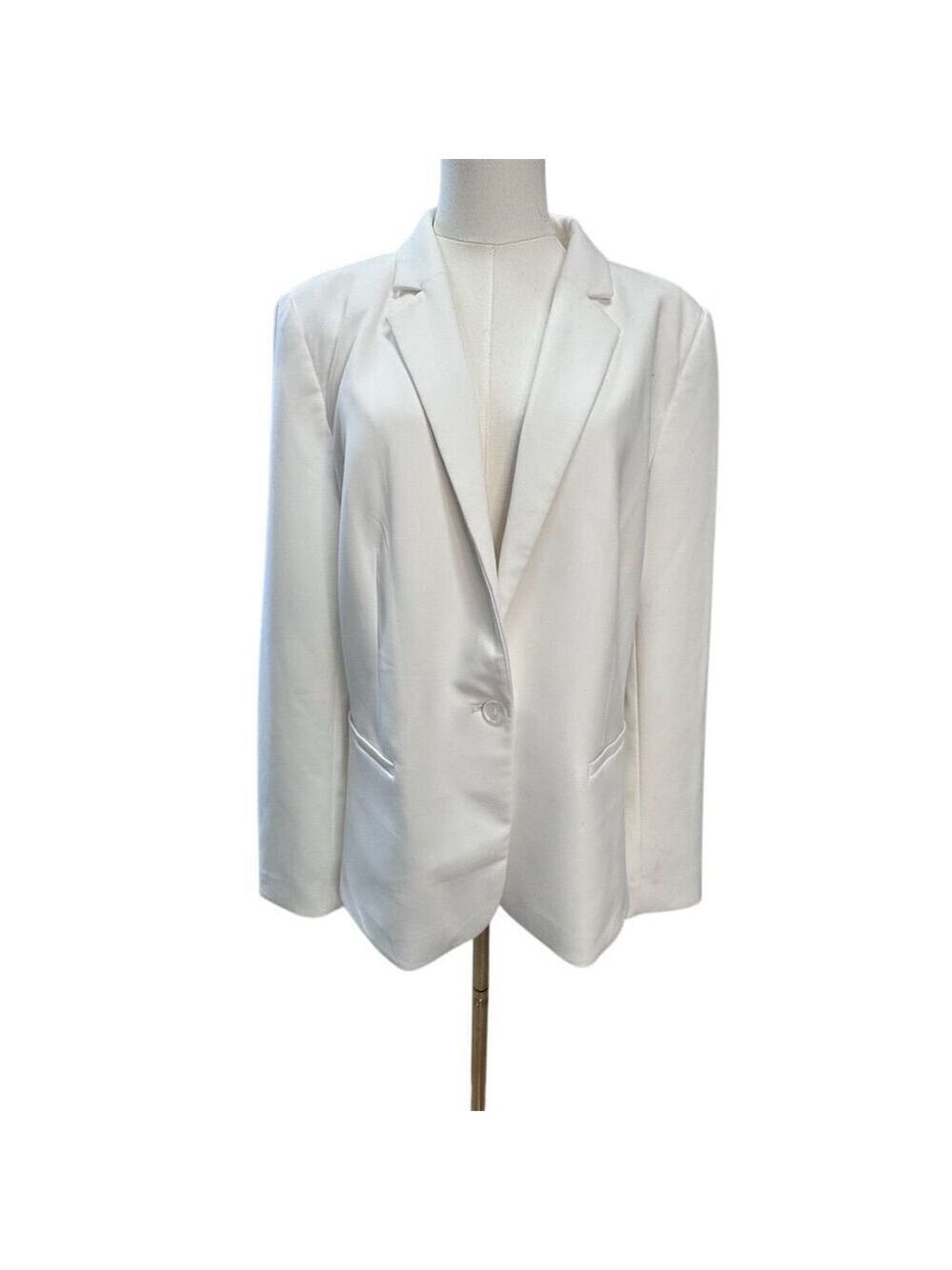 GUC Ann Taylor LOFT Women's White One-Button Blazer Jacket Plus Size 14